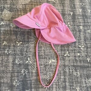 Green Sprouts Tie Chin and Neck Flap Pink Sun Hat, 0-6 Months